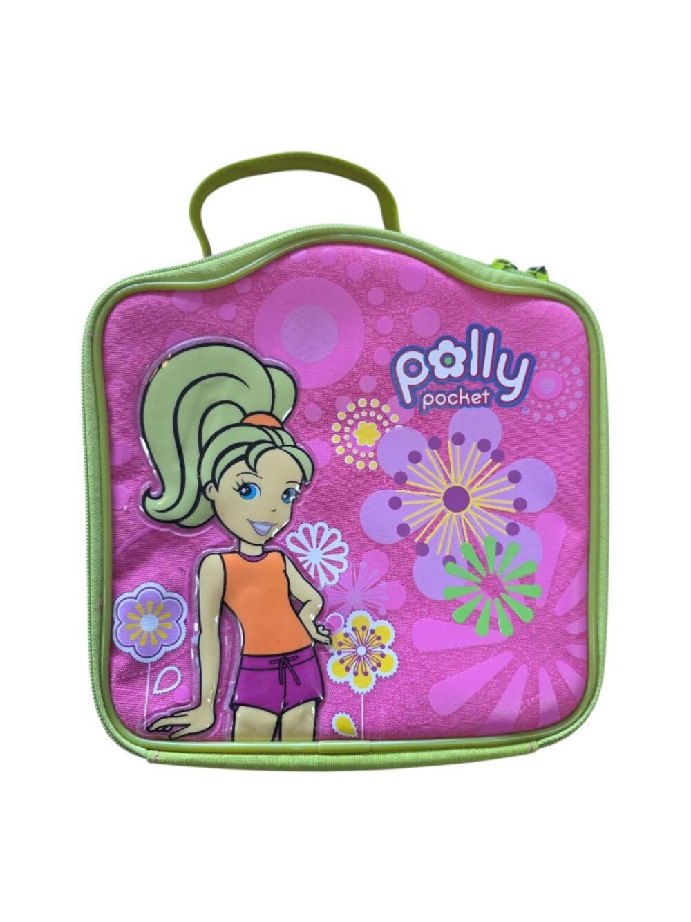 Vintage Polly Pocket Carrying Bag Zipper Pink Green